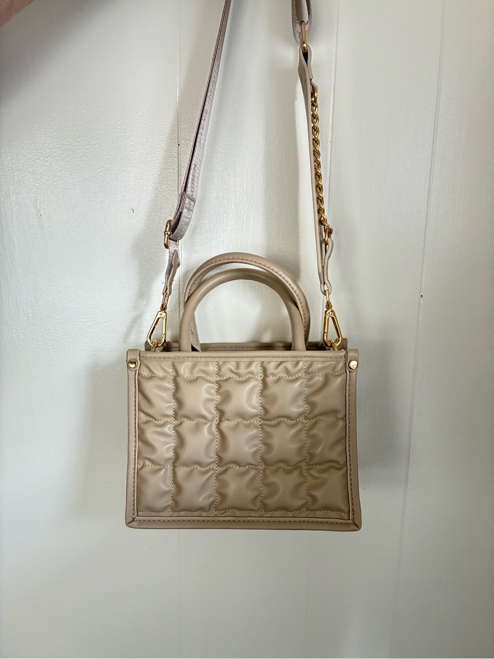 Steve Madden Taupe Quilted Top-Handle Satchel - Picture 10 of 11